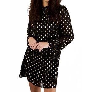 NEW APRICOT foil spot shift dress in black